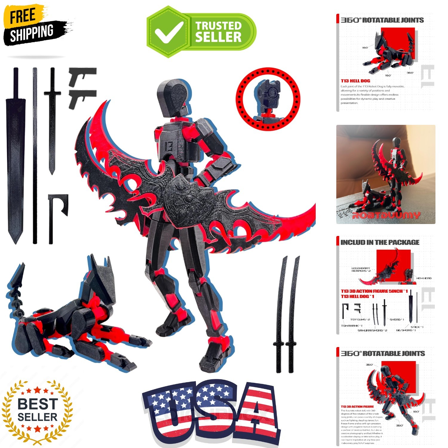 T13 3D Action Figure Set Assembly Completed,Dummy Robot Titan 13 Action Figur…