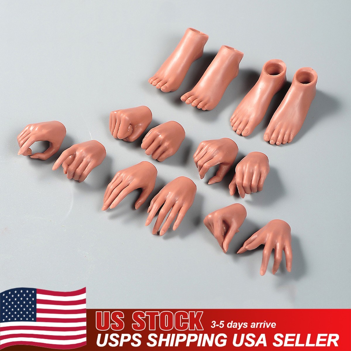 USA 1:6 Hands Foot Model Copper Suntan Skin For 12inch Action Figure Female Body