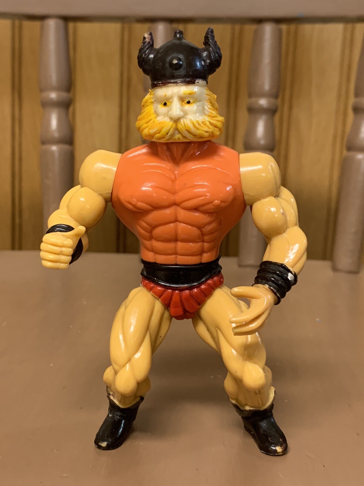 Vintage 80s MOTU KO Galaxy Heroes Wrestler Warrior Huk Orange Chest Variant READ