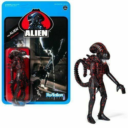 Bloody Alien Open Mouth Super7 ReAction 3.75-Inch Action Figure on Blue Cardback