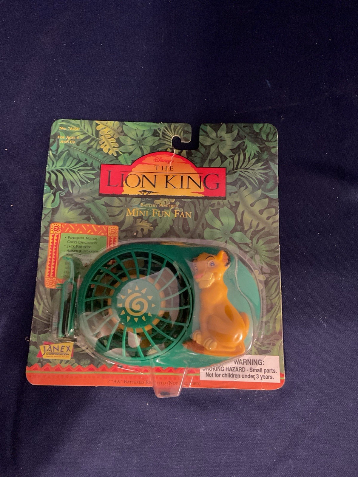 Vintage Lion King Mini Fan Simba Battery Powered Janex 1995 NIP