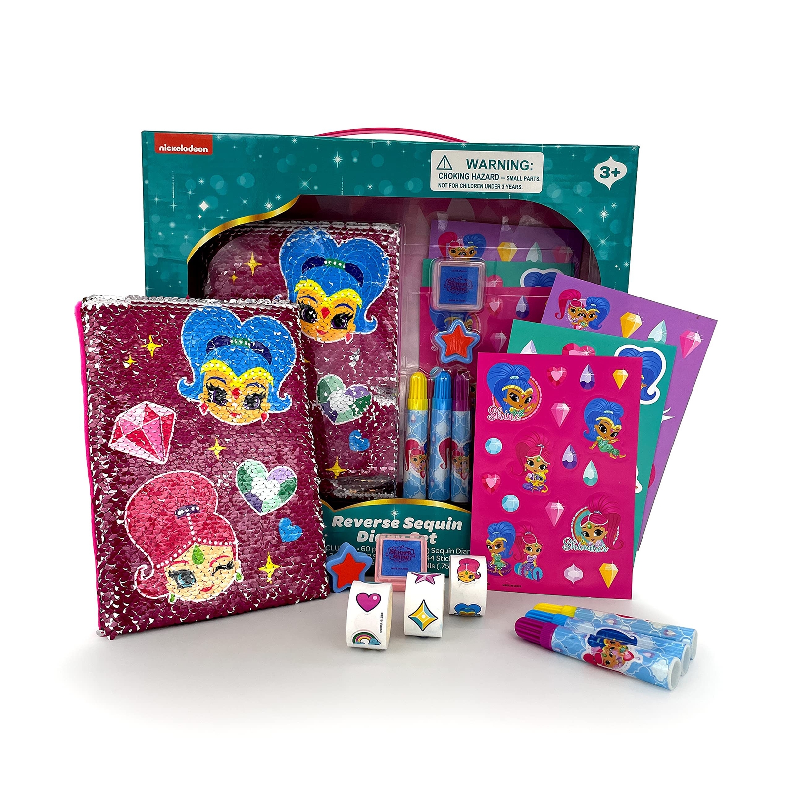 Nickelodeon Shimmer and Shine Diary Gift Set; Sequin Diary, Markers, Stickers…