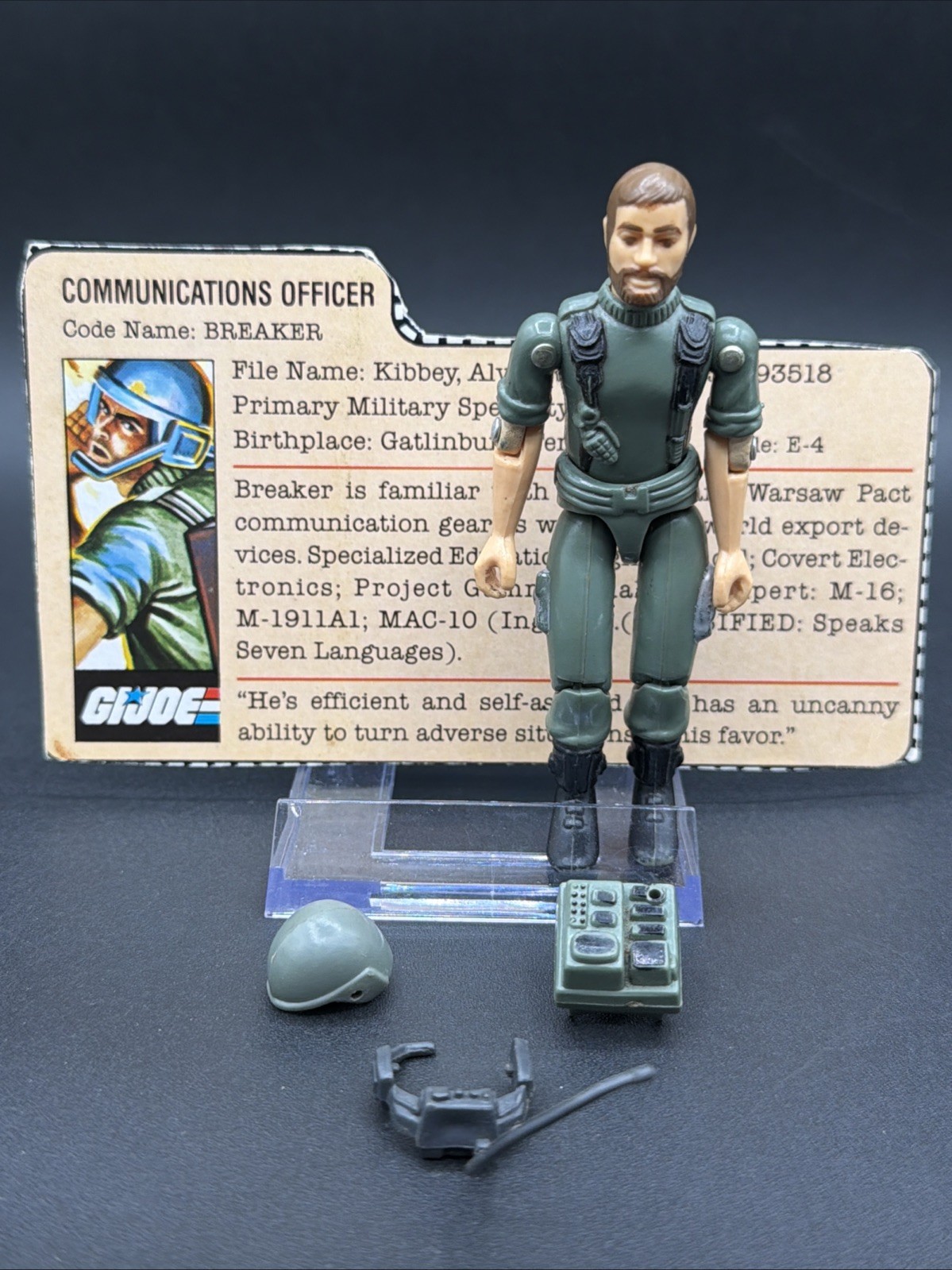 Vintage 1982 GI JOE ARAH Complete COMMUNICATION OFFICER Code Name BREAKER Straig