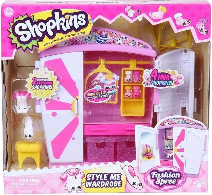 Shopkins STYLE ME WARDROBE Playset NEW HTF Fashion Spree 4 Mini Shopkins