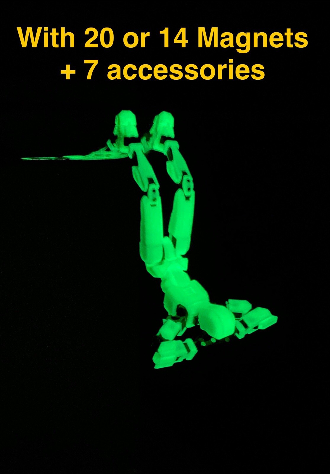 NEW!! GLOW in the dark MAGNETIC Dummy 13 With 20 or 14 magnets + 7 accessories