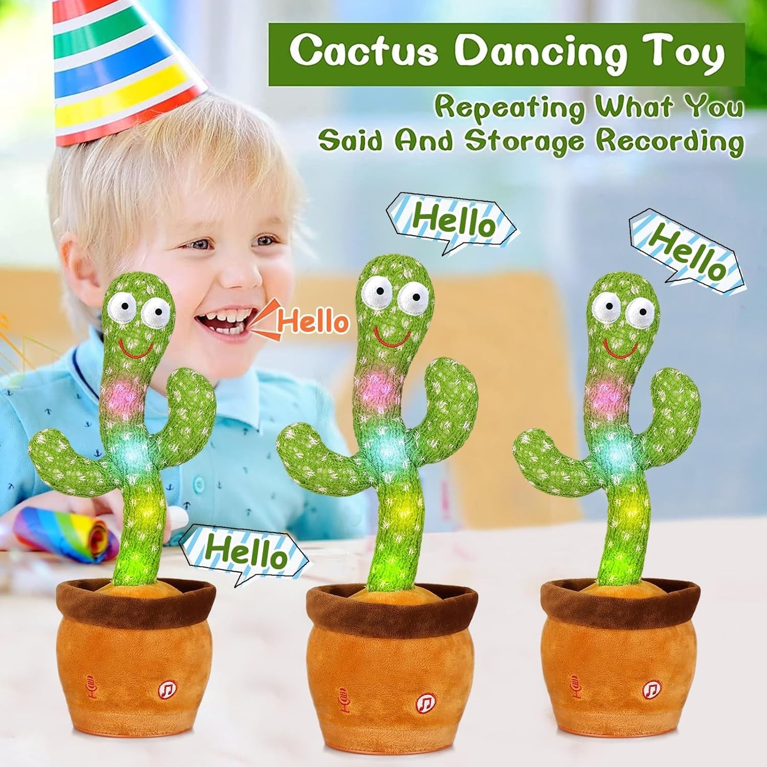 Interactive Dancing Cactus Toy for Toddlers Babies Kids Learning Gift