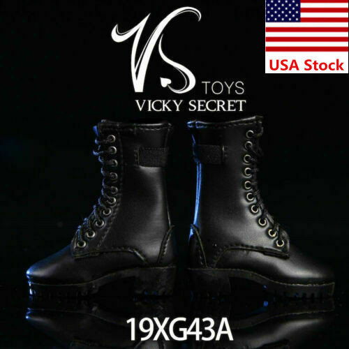 VSTOYS 19XG43A 1/6 Female Black PU Zipper Hollow Boots Shoes For 12 »Figure Body