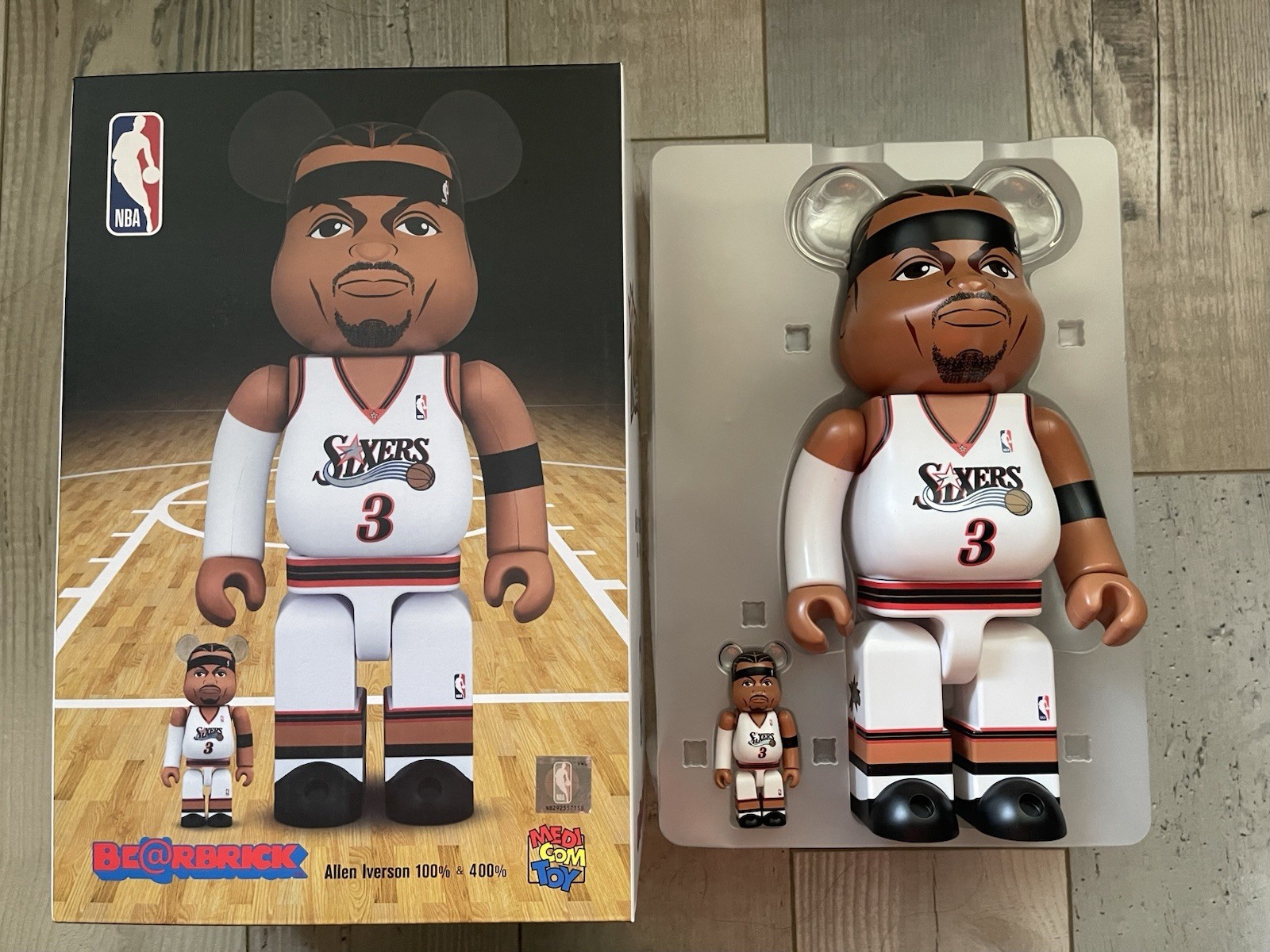 Allen Iverson Bearbrick 400% Philadelphia 76ers NBA Medicom Toy Figure 100%