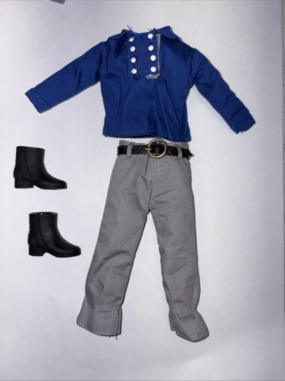 Retro MEGO Outfit Grey Pants Belt, Blue Shirt , Black Boots New Read 8” Figures