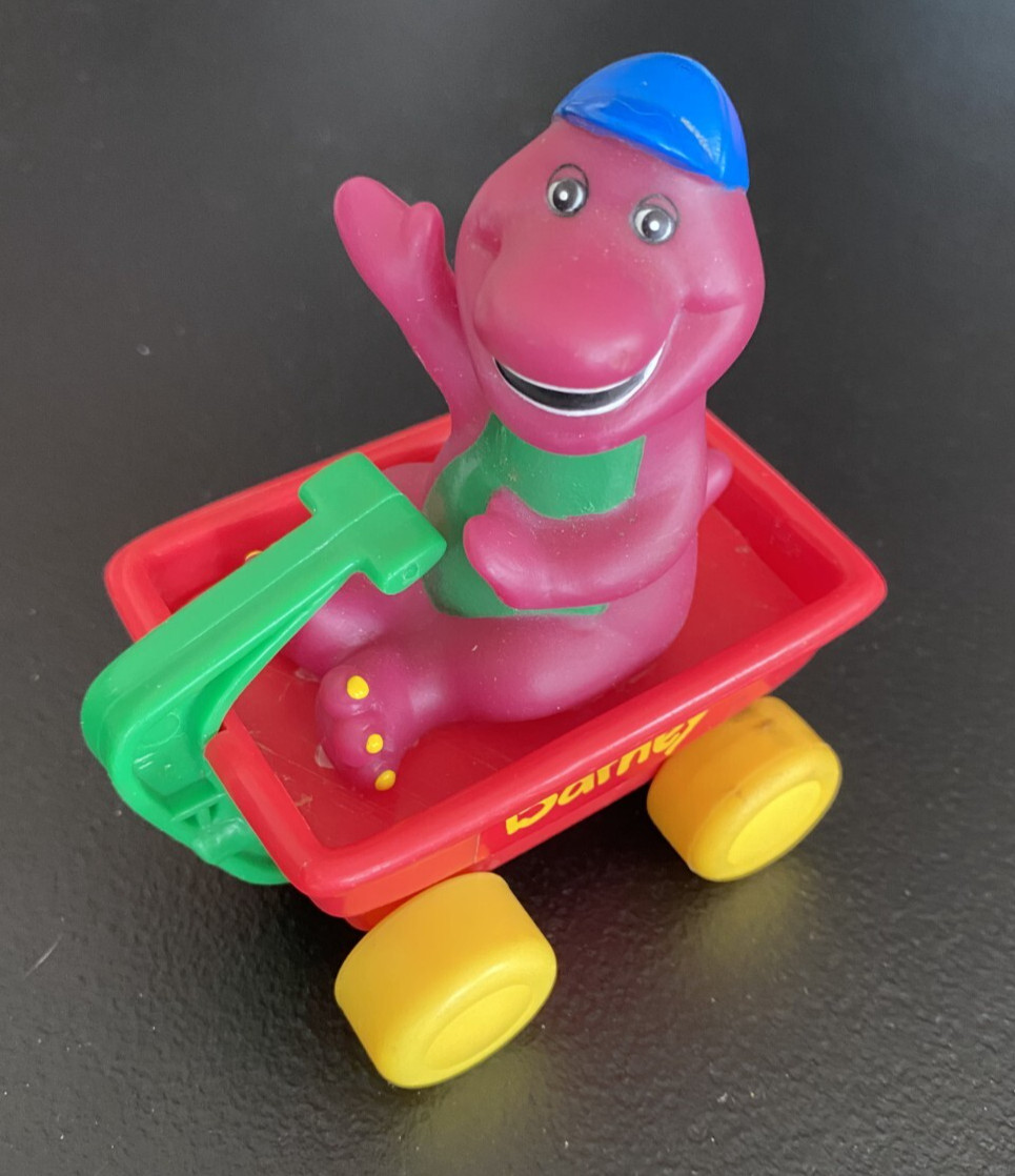 Vintage 1993 « Barney Riding in a Wagon » Toy The Lyons Group Kid Dimensions Inc