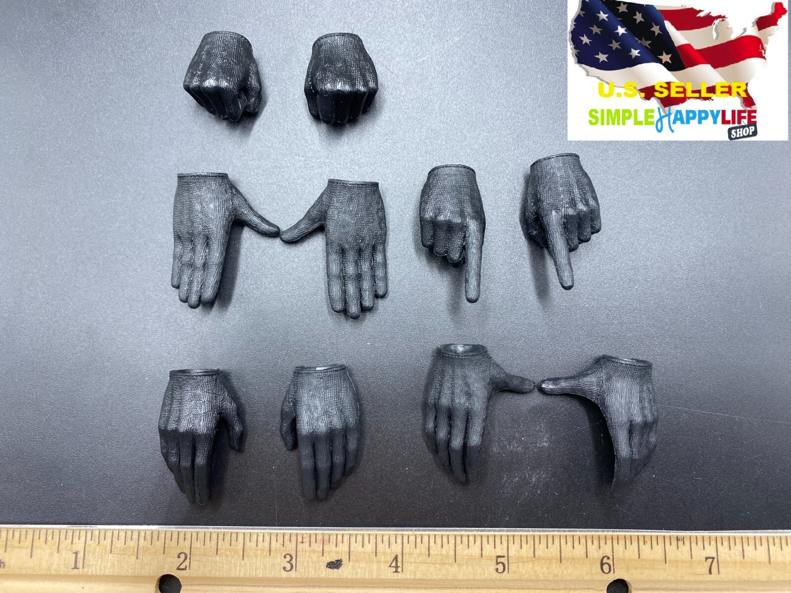 10 x 1/6 male black glove hand replacements for 12&Prime; figure Phicen hot toys ❶USA❶