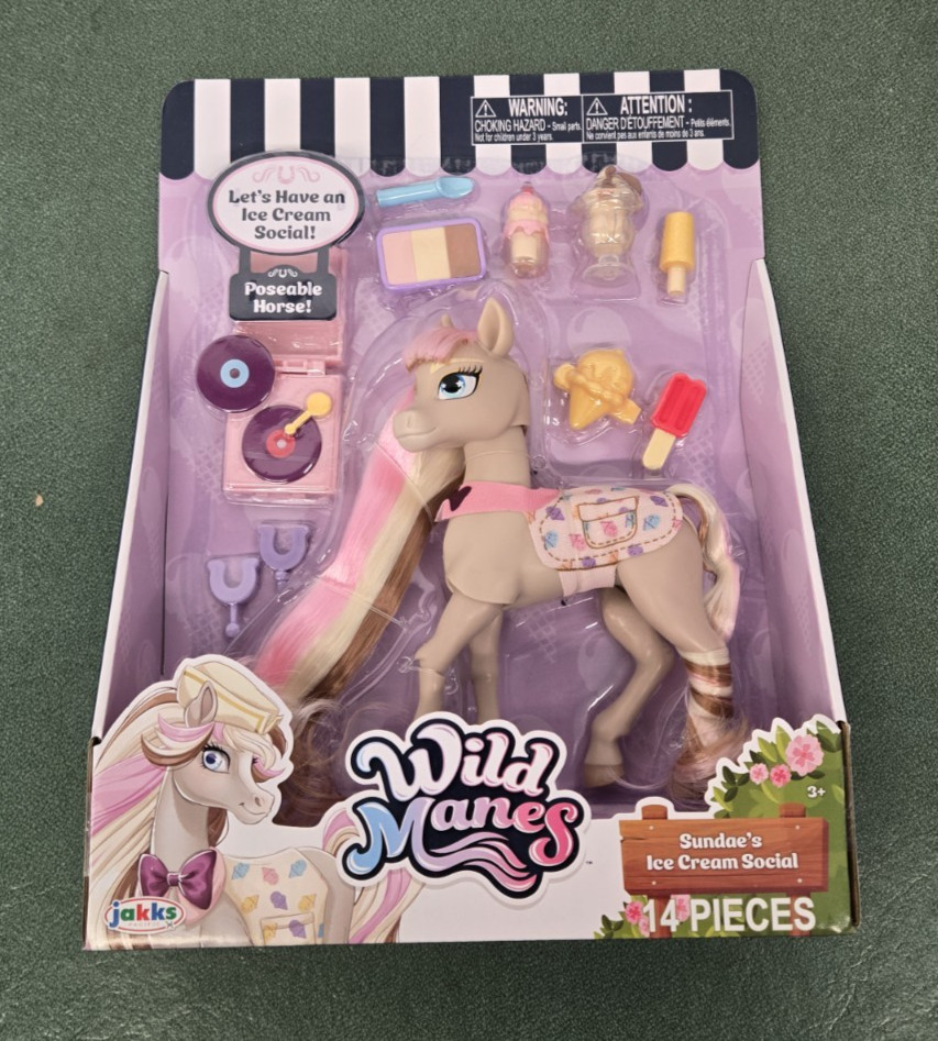 Wild Manes Sundae&rsquo;s Ice Cream Social Poseable Horse Pony Toy 14 Pieces – NIB