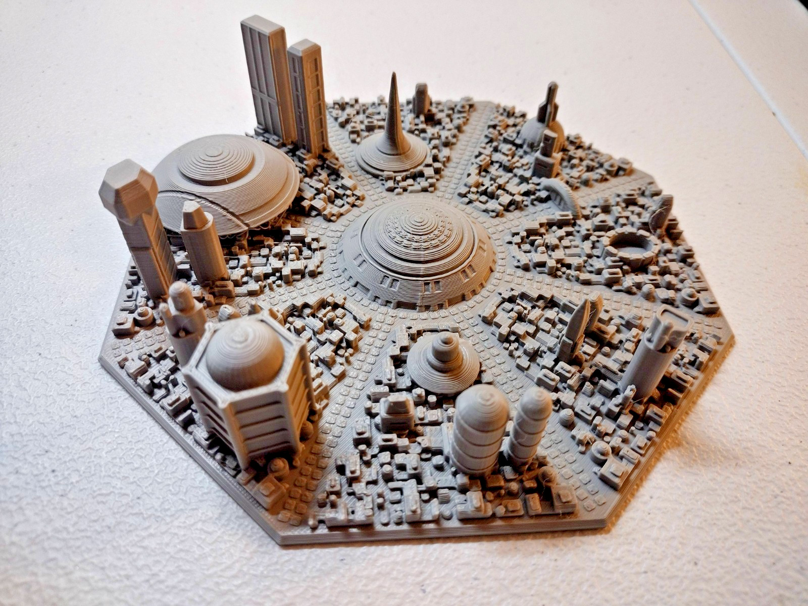 Sci-Fi Futuristic City Diorama 3D Printed Display Base Coruscant Style 5.5”