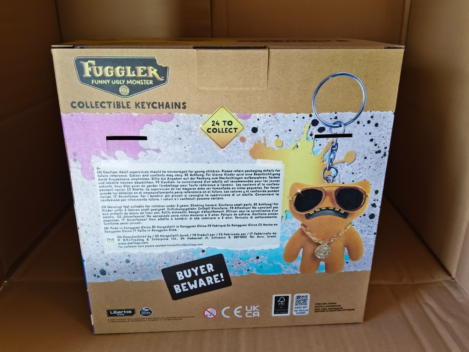 Case Of 24 Pieces Fuggler Funny Ugly Monster Collectible Keychains Gold Edition