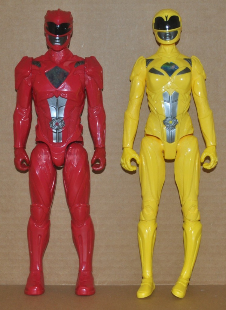 USED / Lot of 2 Power Rangers Movie 12&Prime; Action Figures RED YELLOW Rangers