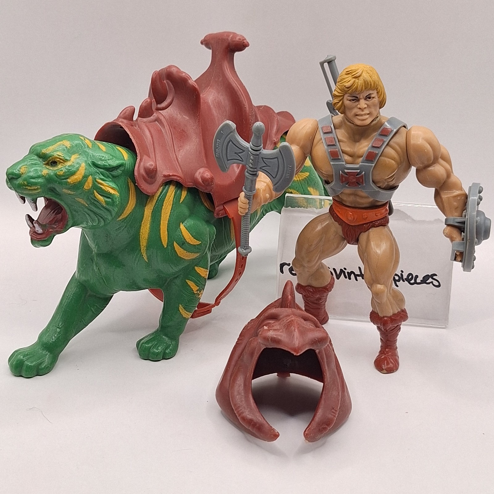 Vtg HE-MAN & BATTLE CAT Motu Masters Of The Universe Original Action Figure B-10