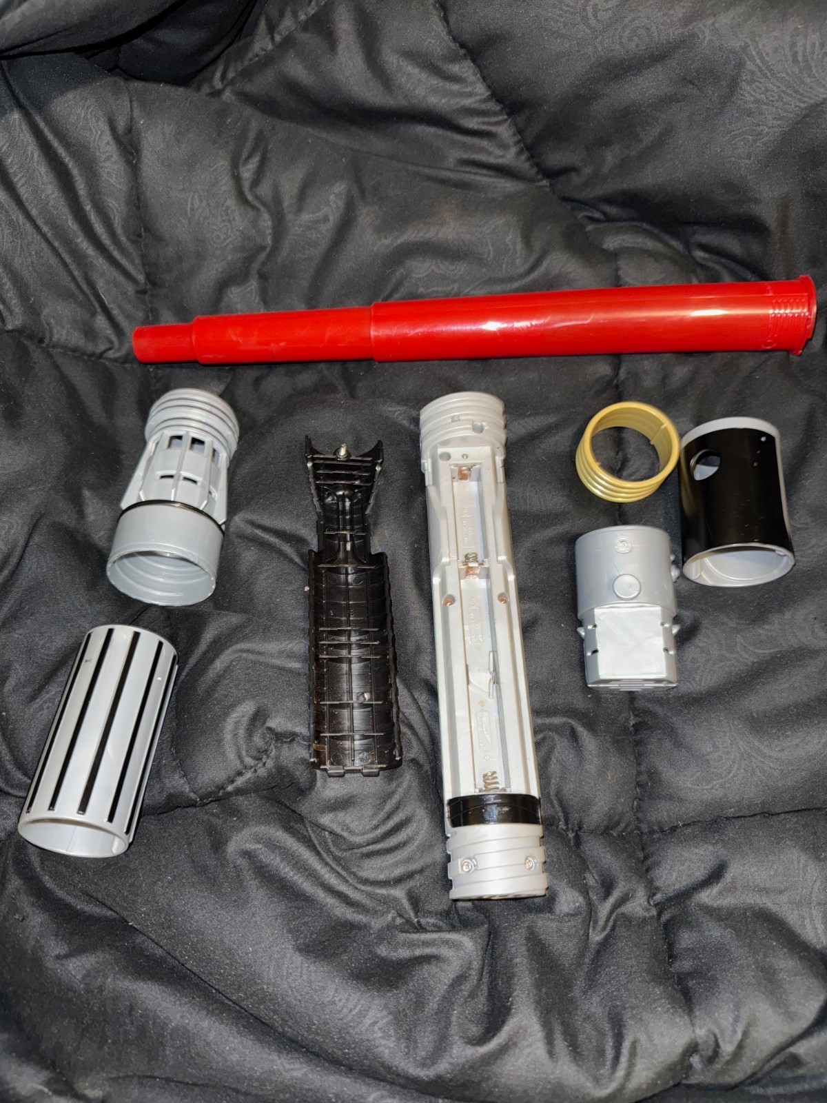 Star Wars LFL 2007 Hasbro Red Dark Side Lightsaber Build A Saber PARTS LOT