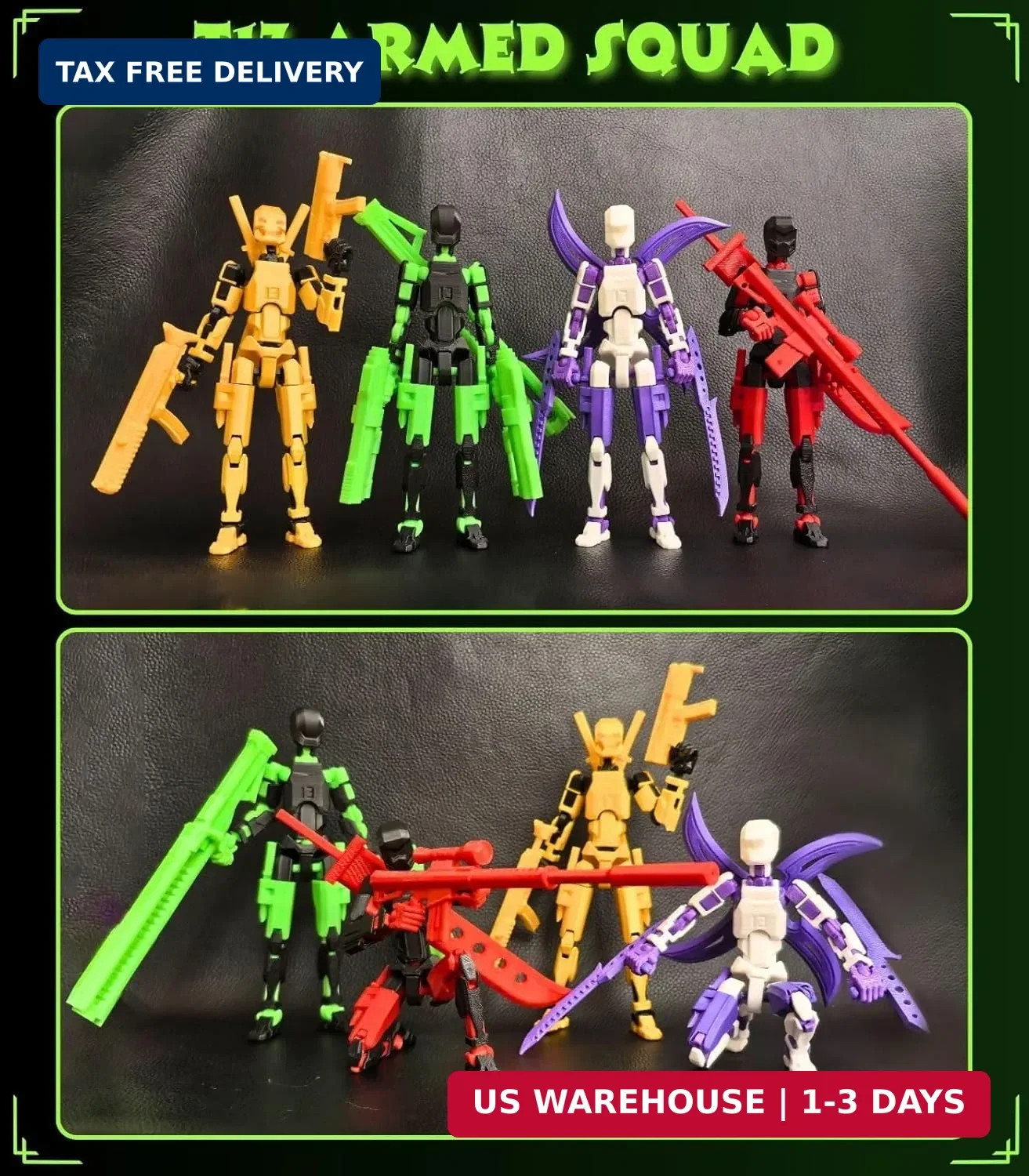 4-Pack T13 Action Figure Set,7 Inch Multi-Colored Titan 13 Robot, Dummy 13, 3D P