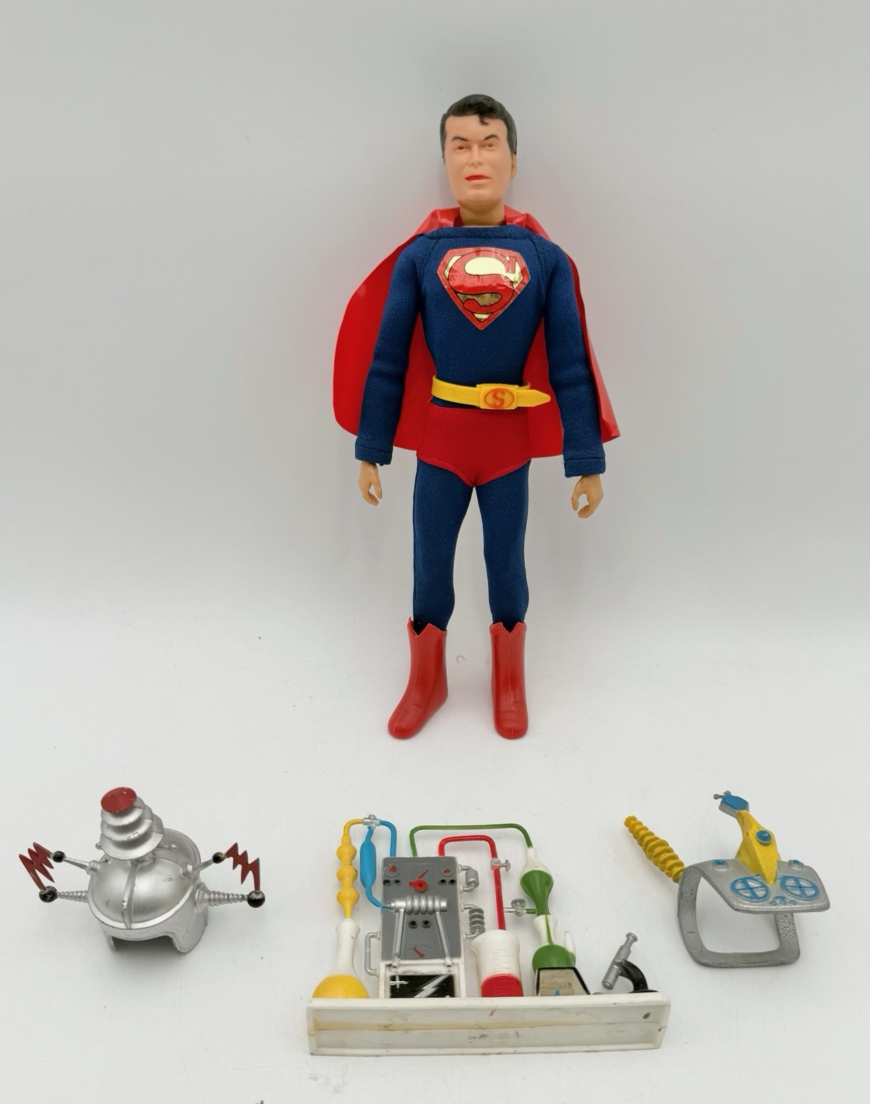 VINTAGE IDEAL ACTION BOY SUPERBOY FIGURE COSTUME ACCESSORIES 1967 COMPLETE