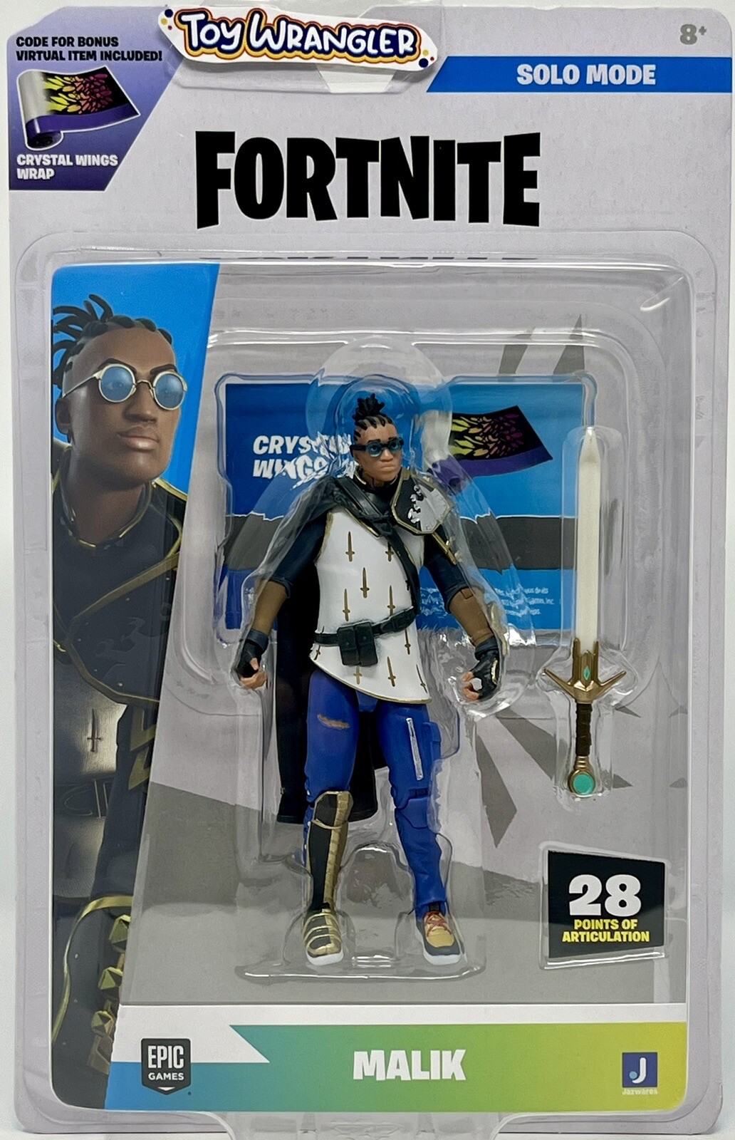 Fortnite Series 25 Malik 4 Inch Figure with Crystal Wings Wrap NEW