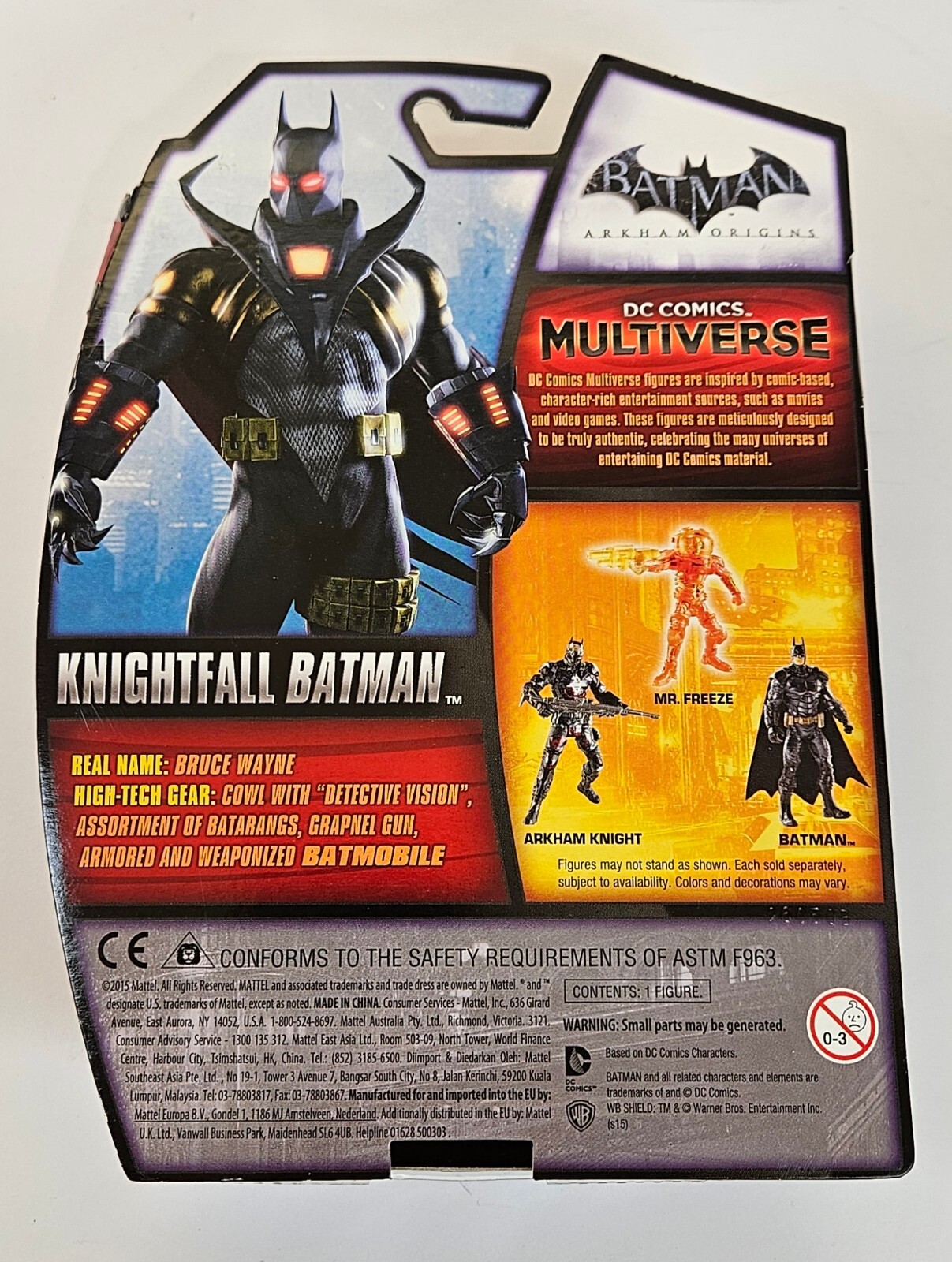 KNIGHTFALL BATMAN MULTIVERSE ACTION FIGURE DC ARKHAM KINIGHT MOSC 4&Prime; MATTEL 2015