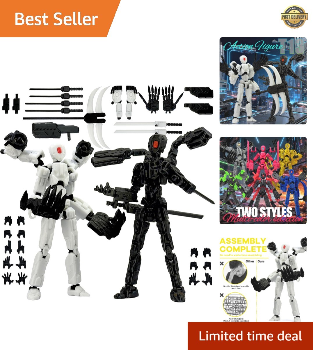 Collectible T13 Action Figure – Vibrant 3D Printed Robot with Custom Accessories