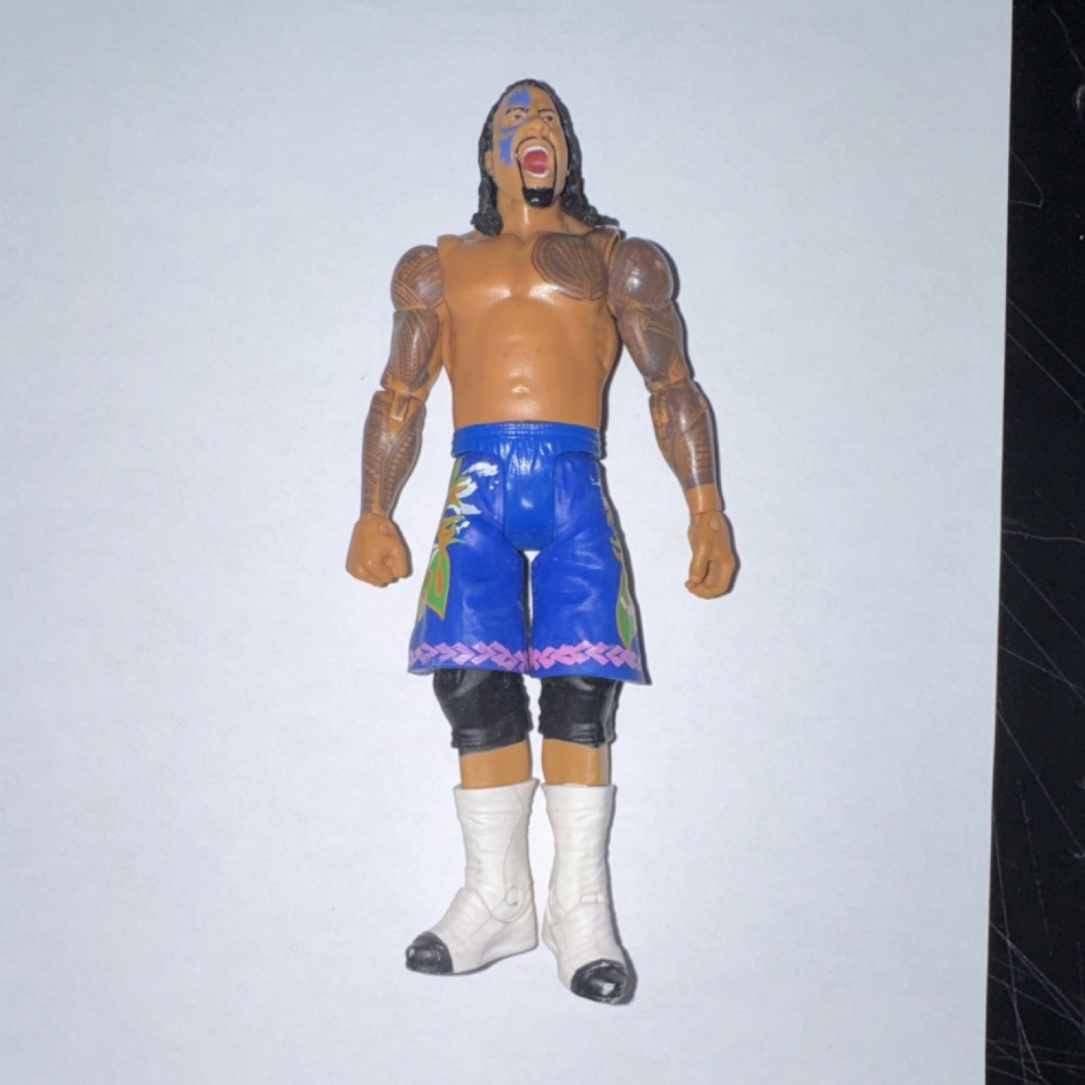 WWE Wrestling Action Figure DM97 Blue Shorts White Boots Brown Black 2013