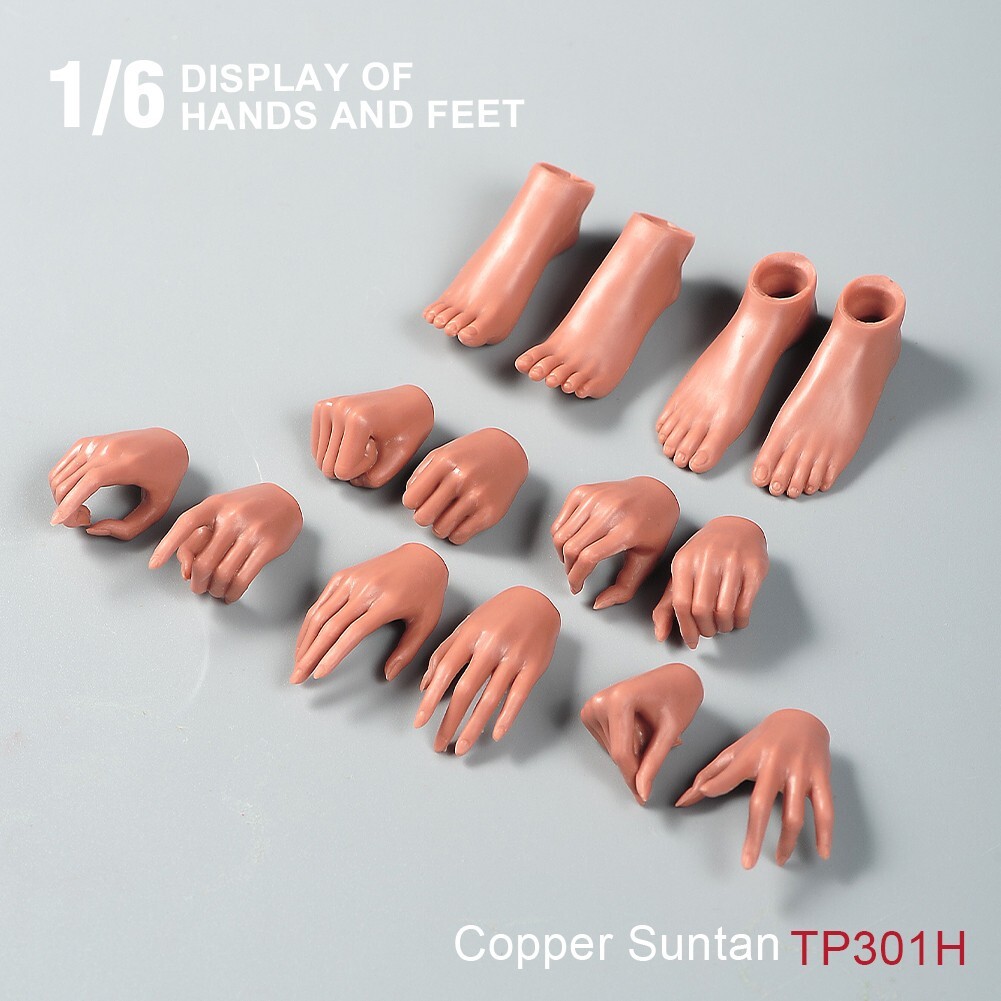 1:6 7Pair Copper Suntan Hands &Foot Parts For 12&Prime; Female PH TBL Figure Doll Body