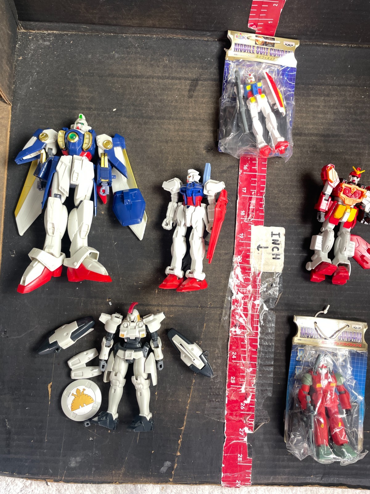 Vintage Gundam Figure Lot of 6 RX-78-2 Wing Zero Zaku II Built & Packaged Model