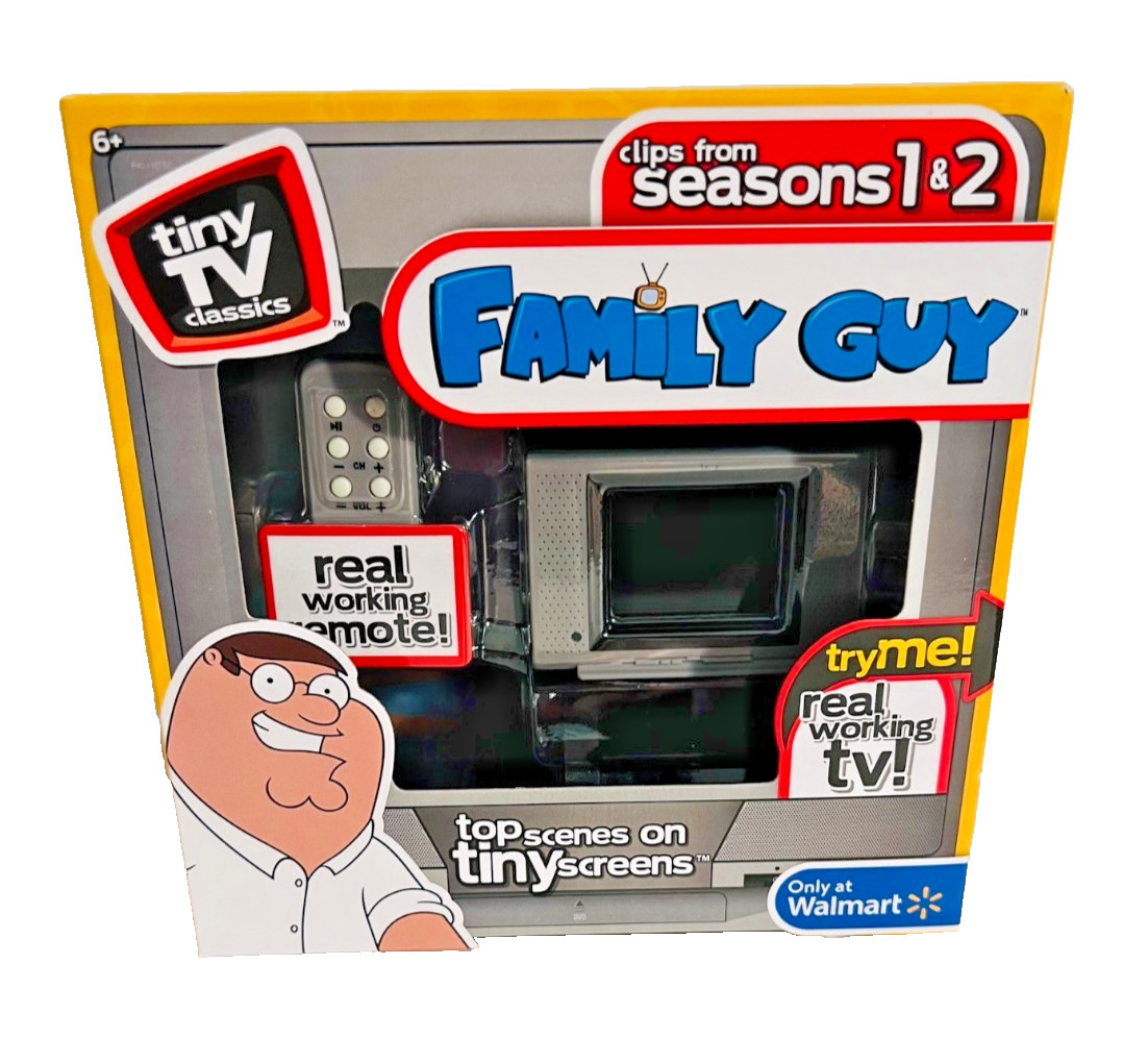 Family Guy Tiny TV Classics Real Working TV and Remote Seasons 1 & 2 Clips NEW
