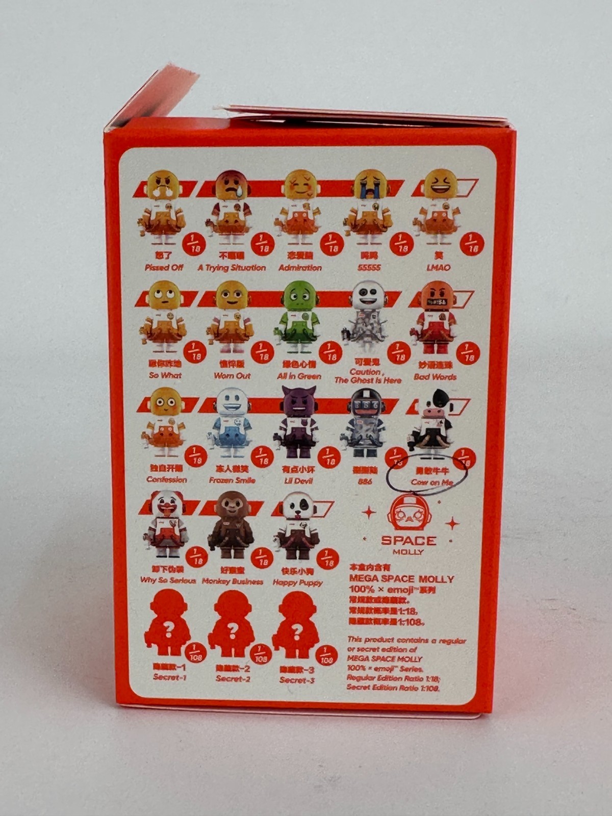 POP MART 100% Mega Space Molly x Emoji Series Confirmed Figure Doll in Open Box