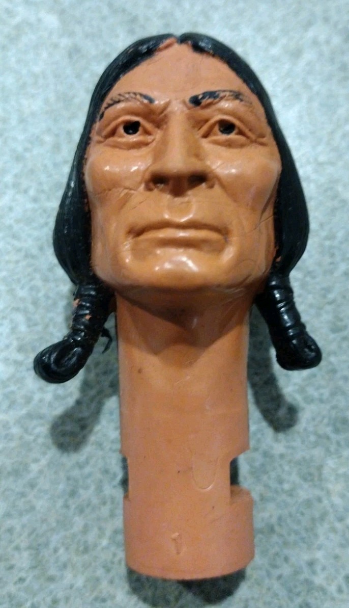 1960&rsquo;s-70&rsquo;s Marx Johnny West Chief Cherokee Head Burnt Dirty Orange Good Cond #3
