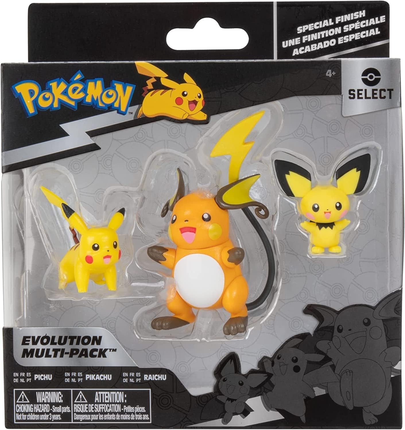 Select Evolution Pokémon 3 Pack: Pichu, Pikachu & Raichu Battle Figures