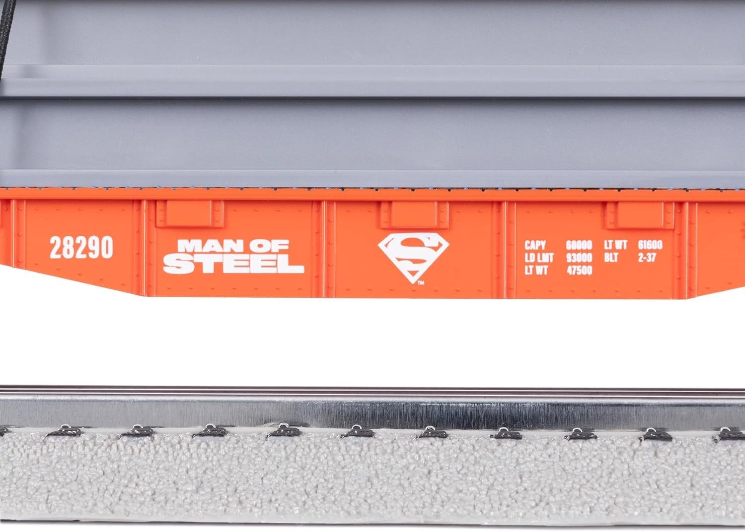 Superman O Gauge Flatcar Model Train with Removable Steel Beams for Collectors