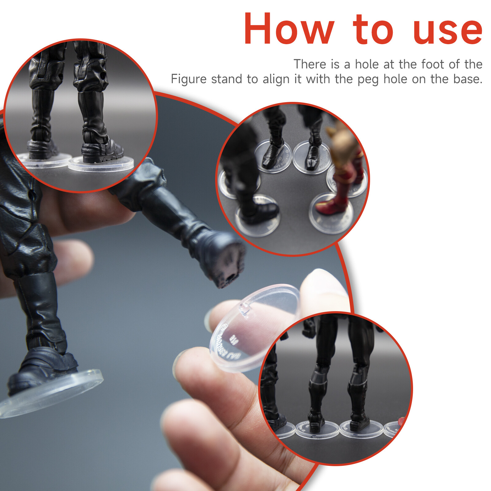 50Pcs Clear Display Stand Base for 6&Prime; DC MOTU Action Figures Model 32mm