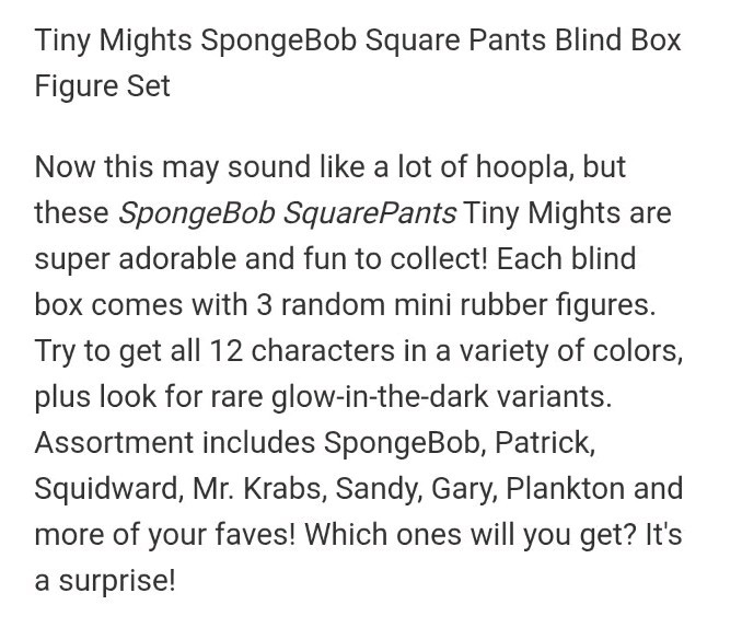 Retail Store Display SpongeBob Square Pants Sealed Tiny Mights Blind Box Figures