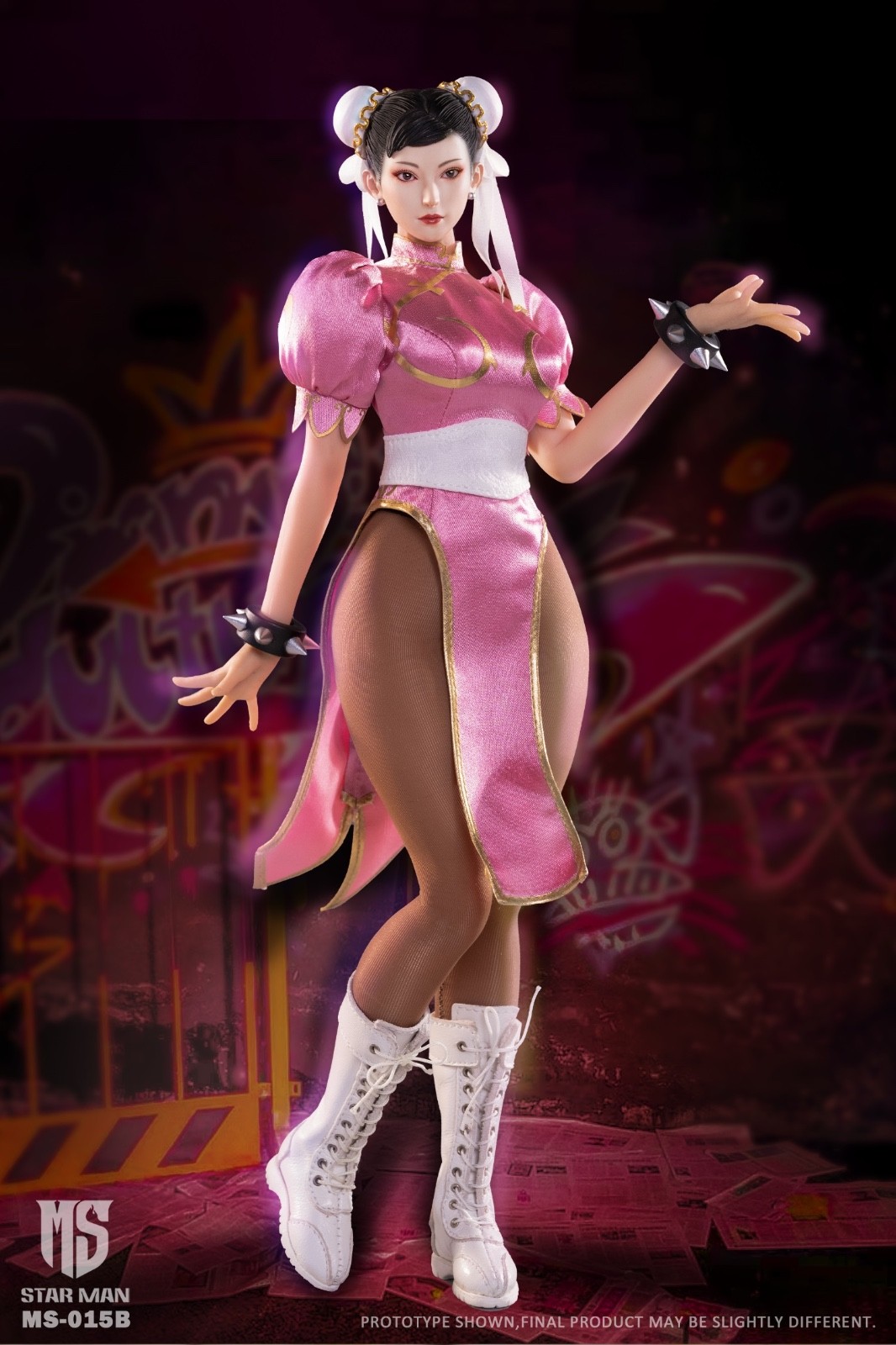 MS-015B: Star Man 1/6 Street Fighter Chun-li Female Action Figure (Pink Ver.)