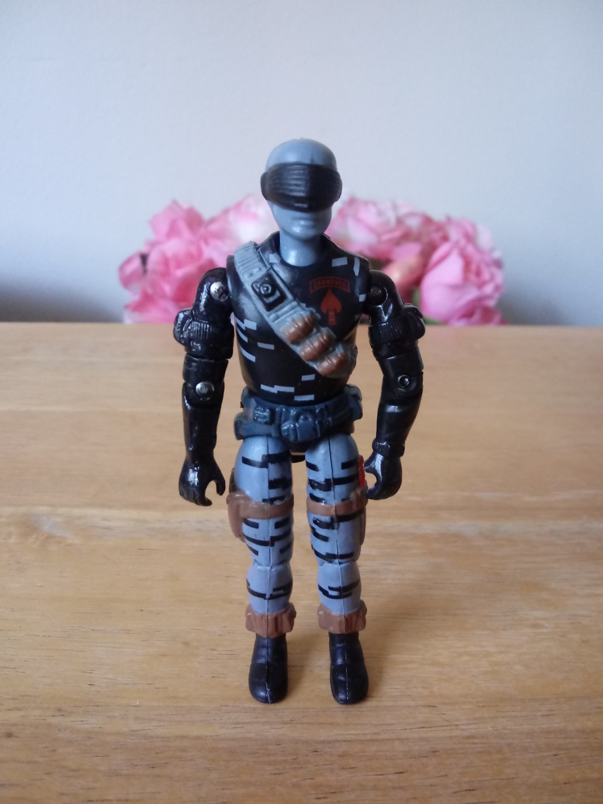 GI Joe Black Major Snake Eyes Custom Gray Commando Figure: New O Ring