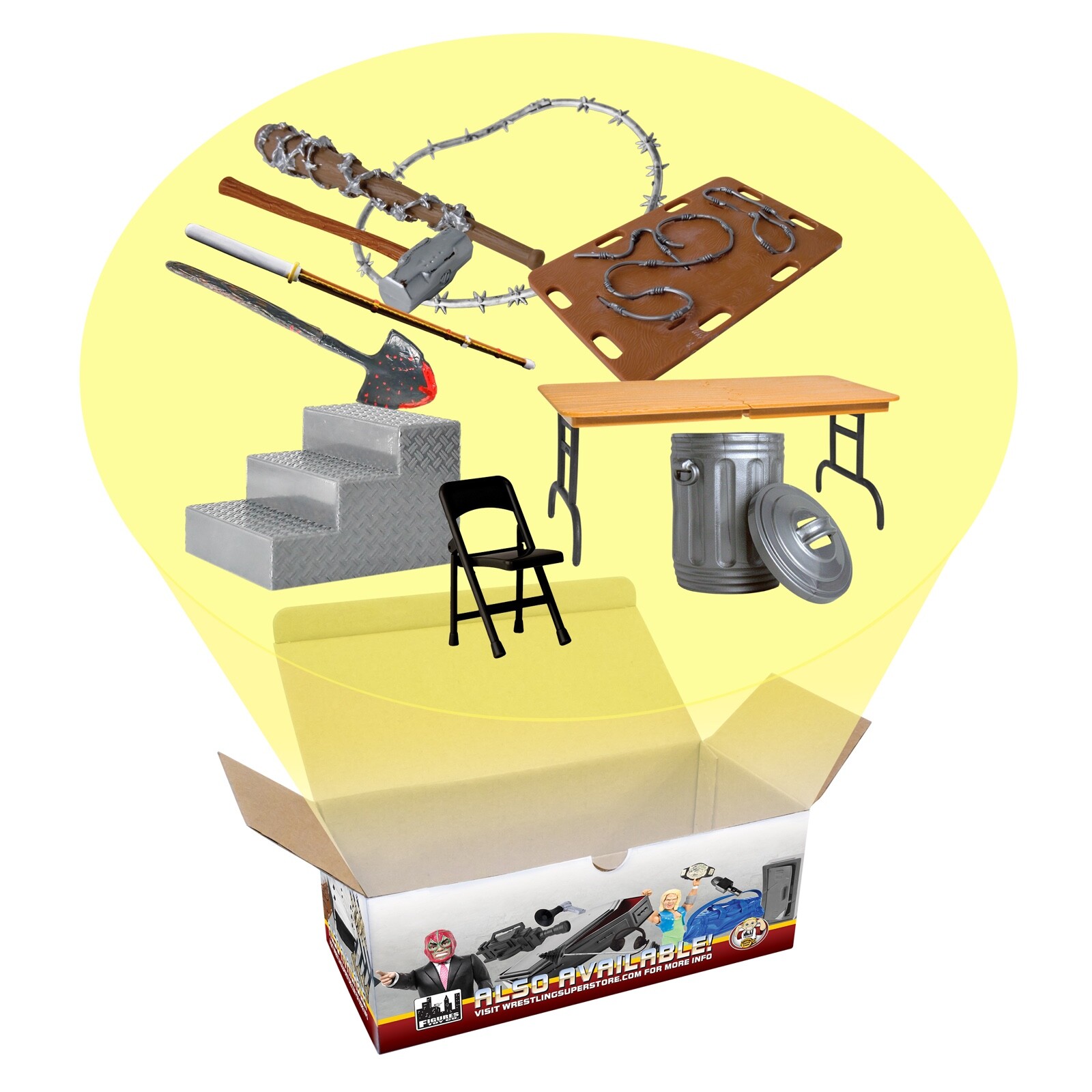 10 Piece HARDCORE Accessory Set for WWE & AEW Wrestling Action Figures