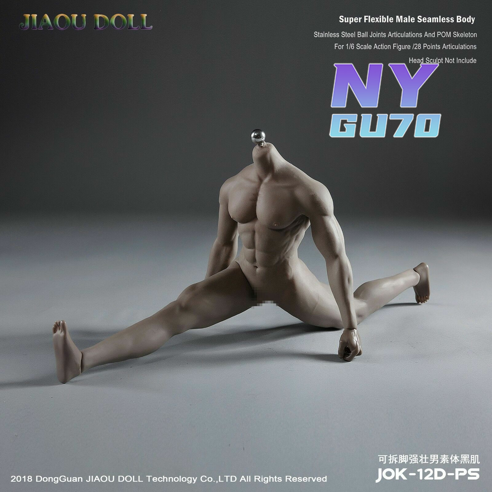 Male Action Figure Body Dolls JIAOU DOLL 1:6 JOK-12D-PS Black Muscular 12inch