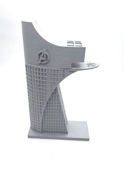 Marvel Avengers Stark Tower and Avengers Tower 6 inches 3D print Gray PLA