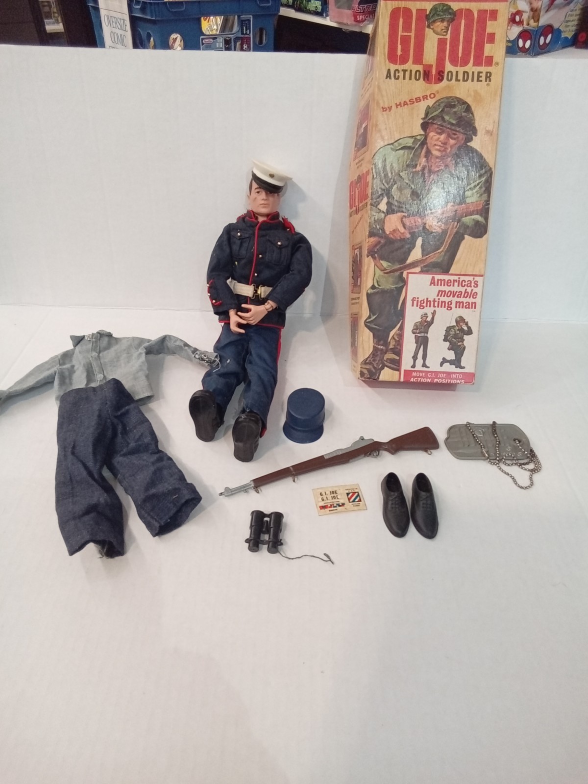 GI Joe 1960s Marine Dressed With Accessories And Top Of Box!