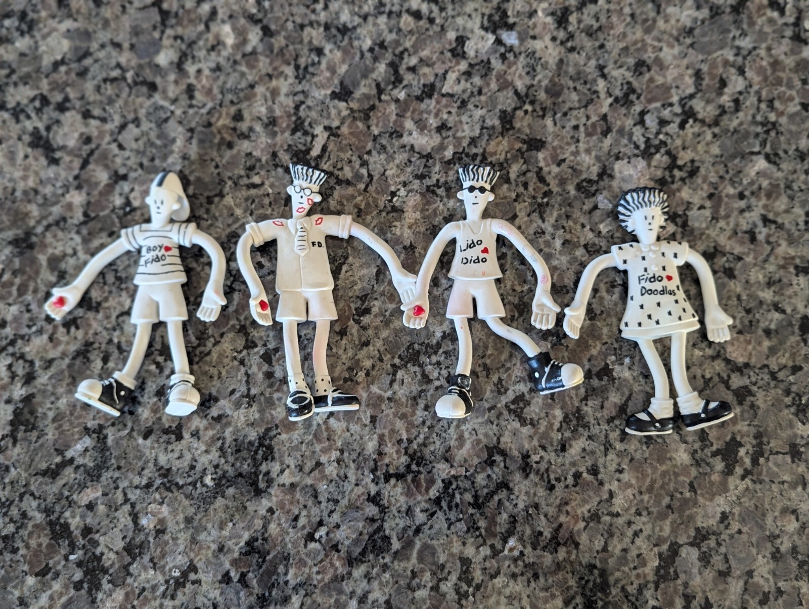RARE 1985 1988 Vintage 5&Prime; Fido Dido 7up Figure Bendable Bendy Valentine&rsquo;s Lot