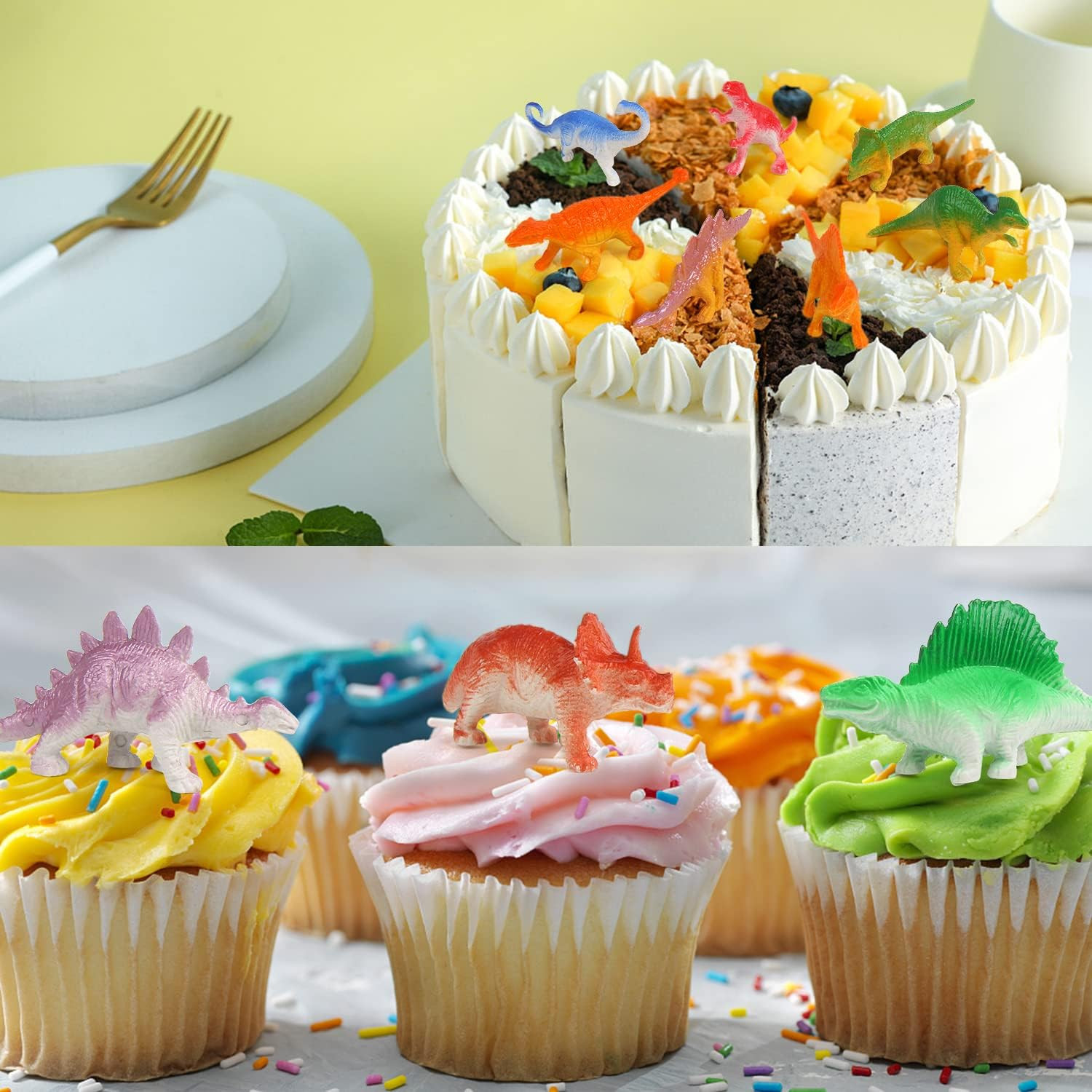 78 Pieces Mini Dinosaur Figures, Plastic Small Dinosaur Toys for Cupcake Topper