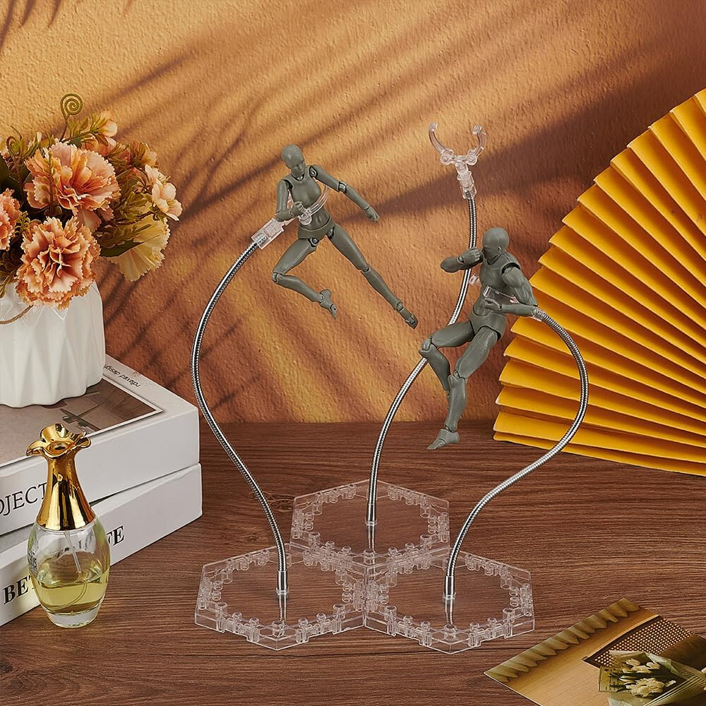 4Pcs Action Figure Stand with Adjustable Metal Support Arm Action Figure Clear F