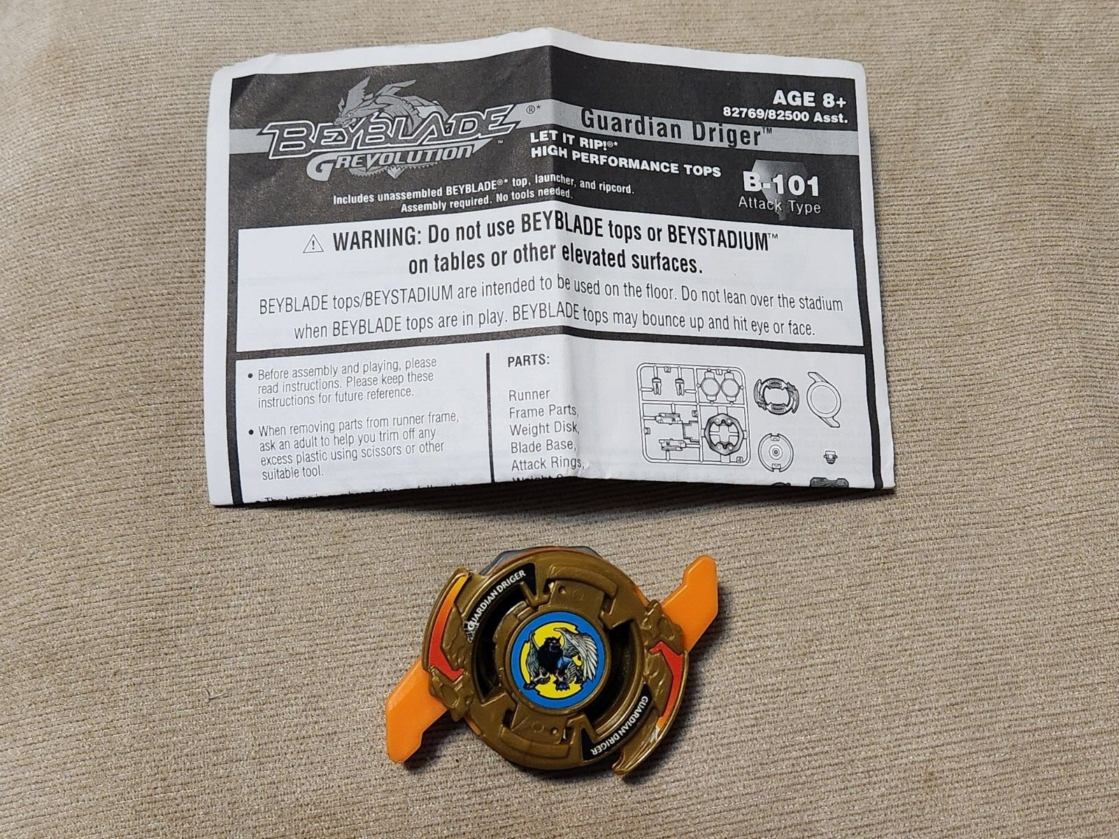 Gold Guardian Driger Beyblade B-101 Attack Type Hasbro V Force – US Seller