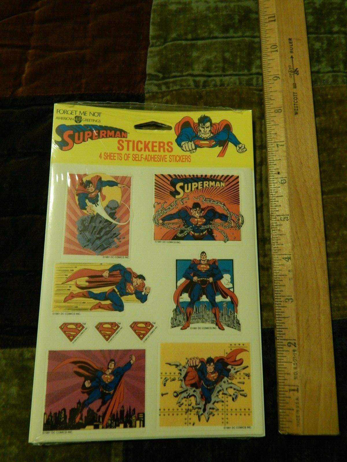 Superman (1991) Four Sheets Self-Adhesive Stickers *NEW* DC Comics ~ Promo Merch