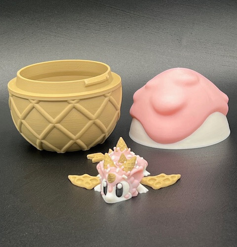 3D Printed Flexi Sugar Rush Dragon with Egg – 4&Prime; Articulated PLA Toy Gift