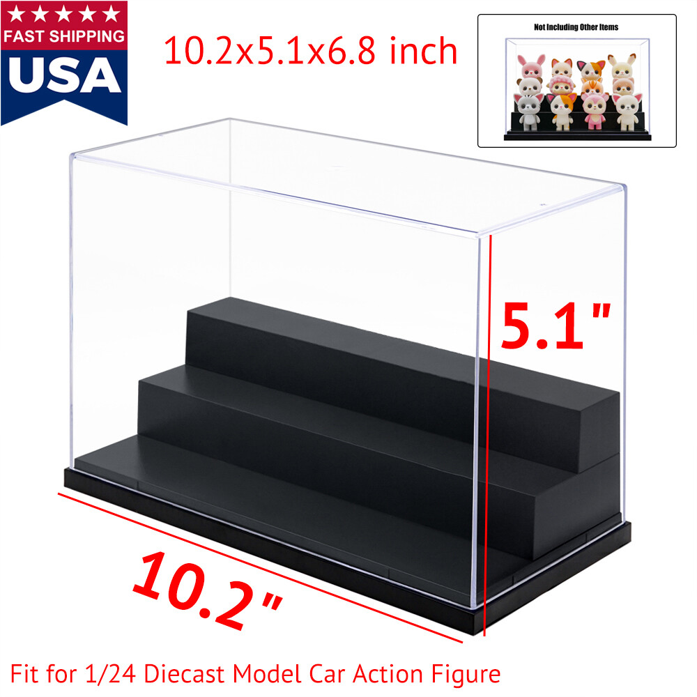 US 10.2&Prime; Clear Acrylic Display Case Big Perspex Box Plastic Base Dustproof 3Step