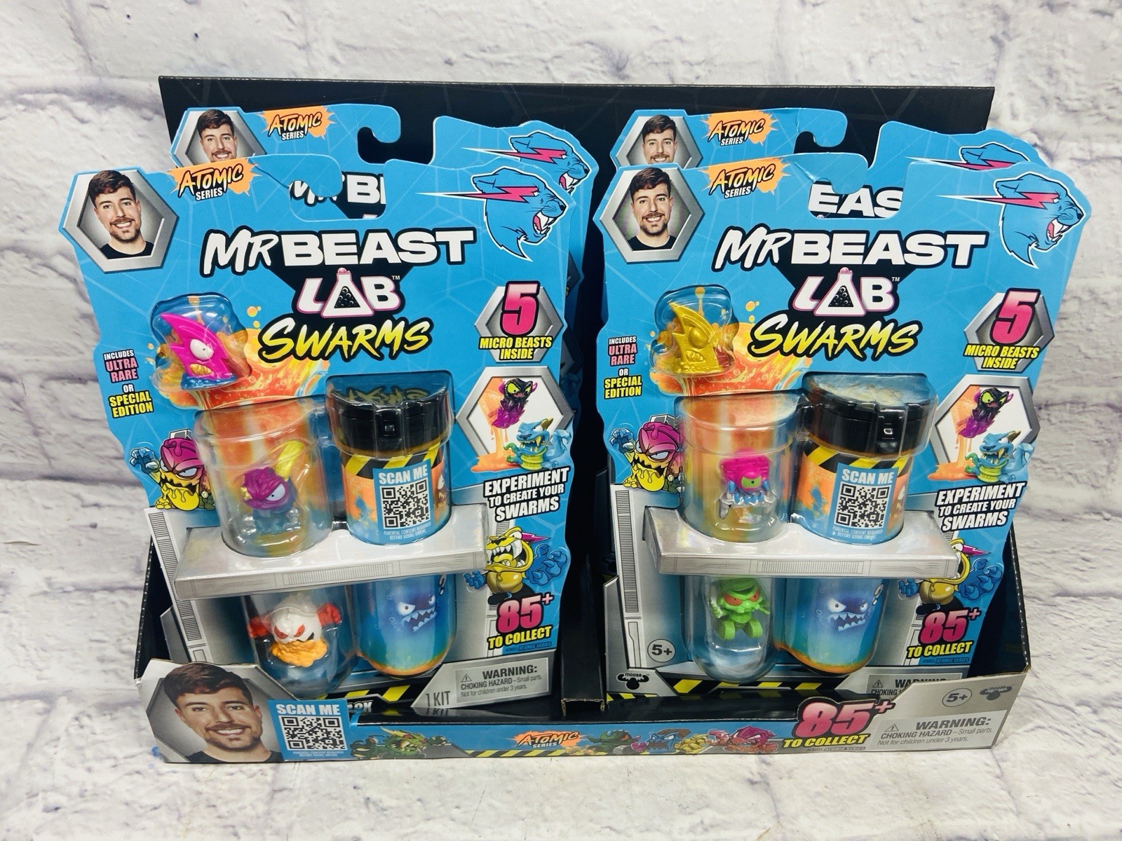 Mr Beast Lab Swarms, 5 Pack 1” Figures Lot Of 4 With Display Box